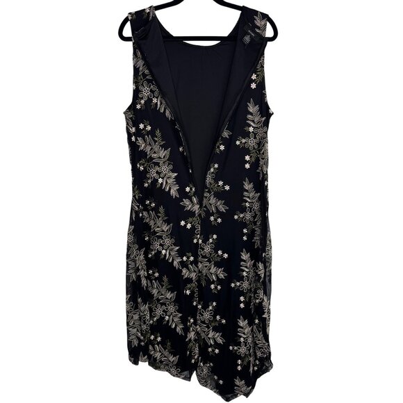 VTG 90s Alfani Black White‎ Floral Design Asymmetric Hem Dress Whimsigoth Sz16 - Picture 9 of 9